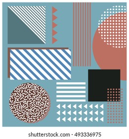 Minimalist pattern with geometric shapes. Memphis style. Vector illustration