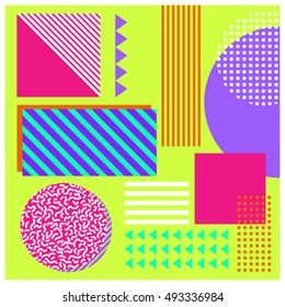 Minimalist pattern with geometric shapes. Memphis style. Vector illustration
