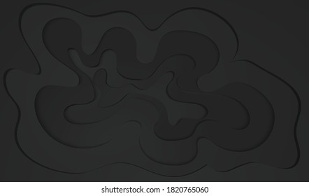 Minimalist pattern paper cut black shapes luxury abstract background. Vector eps10.