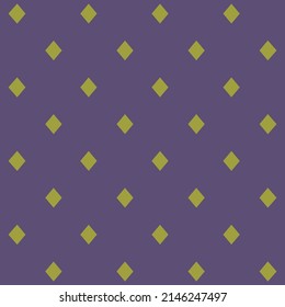 Minimalist pattern with small golden diamonds on a flat purple backing. Textile design. Wrapping paper.