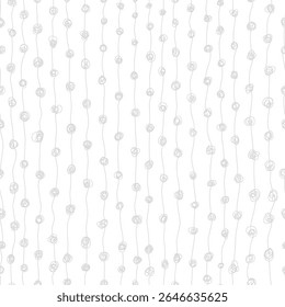 Um padrão minimalista de linhas e círculos em espiral sobre um fundo branco, adequado para fundos ou têxteis.