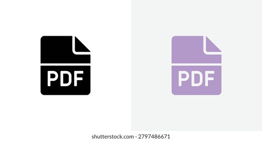 Minimalist PDF file icons shown in black and purple color options ideal for digital documents and presentations in modern design projects