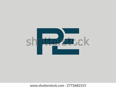 Minimalist PE Letter Logo Monogram. Modern geometric logo combining two letter