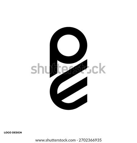 Minimalist PE logo design, geometric abstract logo design, with circular and angular elements, ideal for branding, icon, or vector art projects