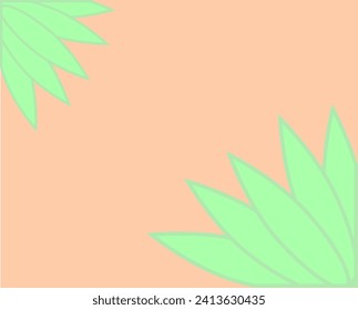 Minimalist peach background with bamboo leaves.