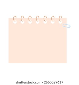 Maqueta minimalista de bloc de notas de melocotón para notas creativas y recordatorios con clip de papel, perfecta para la marca de la oficina, presentaciones de productos y diseños de marketing