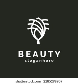 Minimalist peacock feather icon vector illustration beauty symbol