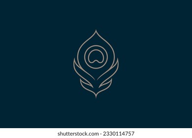 Minimalist peacock feather logo design