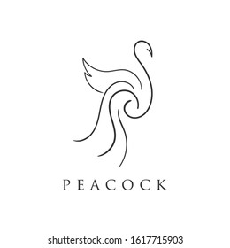 minimalist peacock logo element. web icon design