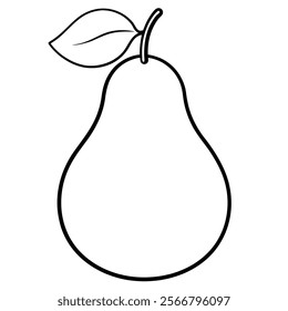 Minimalist Pear Outline Vector Art Icon