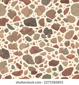 Minimalist Pebble Stones or Cobblestones Seamless Texture Pattern Hand Drawn Painting Illustration with Pastel Color Palette