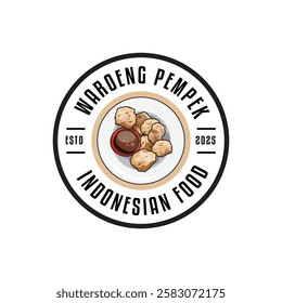 Minimalist pempek indonesia food logo template illustration design