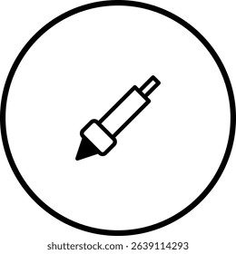 Minimalist pen icon design within a circle, symbolizing writing or education