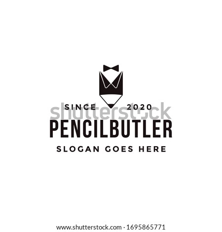 Minimalist pencil and butler logo vector icon template on white background