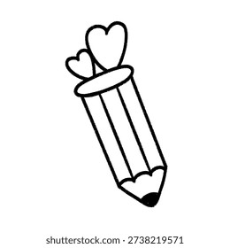 Minimalist pencil doodle featuring two hearts. Pencil sketch icon isolated on white background. Perfect for wedding stationery or artistic logos.