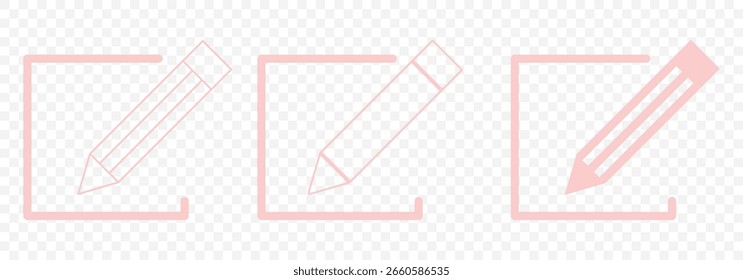 Ícones minimalistas do lápis e do botão de edição - Conjunto de ferramentas de design. Creative Edit Tools Icon Pack - Elementos vetoriais isolados em plano de fundo transparente. EPS 10.