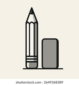 Minimalist Pencil and Eraser Illustration