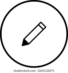Minimalist pencil icon within a circular frame for graphic design purposes