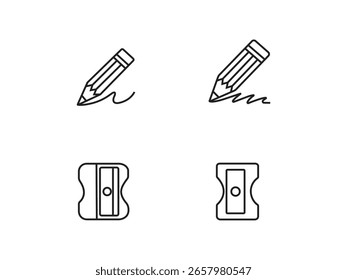 Lápis minimalista e ilustrações mais nítidas para projetos de design educacional, perfeito para voltar à escola ou conceitos criativos que precisam de ícones simples, limpos e modernos.
