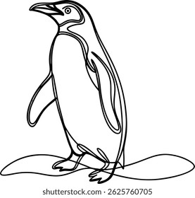 Ilustración minimalista del pingüino Dibujo del Vector del estilo de una línea aislado en blanco