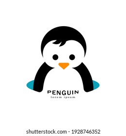 Minimalist penguin logo for brands selling goods or services. Cute and unique penguin shape logo. Simple and nice penguin logo. Vector illustration of penguin logo with cute design isolated.