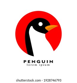 Minimalist penguin logo for brands selling goods or services. Cute and unique penguin circle shape logo. Simple and nice penguin logo. Vector illustration of penguin logo with cute design isolated.