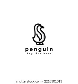 minimalist penguin logo design, penguin logo line simple vector icon