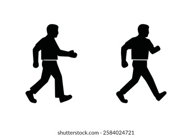 Minimalist People Icons – Running, Walking  Standing Actions