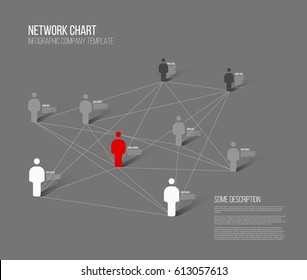 Minimalist people network 3d diagram template  - dark gray version