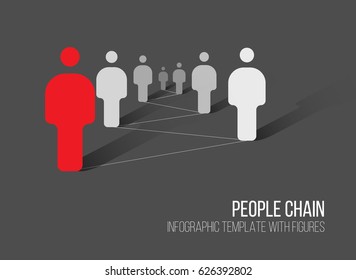 Minimalist people network 3d diagram template  - dark gray version