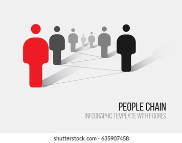 Minimalist people network 3d diagram template  - white version