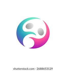 vetor de design de logotipo de elementos de círculo e povos minimalistas com estilo plano