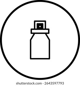 Minimalist perfume bottle icon design within a circle, featuring a modern and elegant style