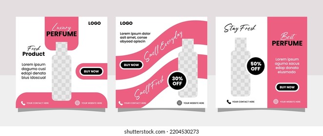 Minimalist Perfume social media post template design. Can use for Beauty and spa salon banner