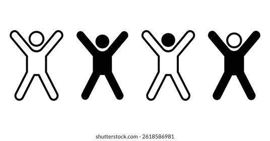 Minimalist Person Jumping Icon Silhouette Black and White Color Vector Design