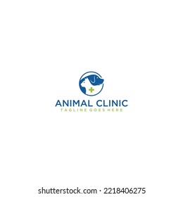 Minimalist pet care logo featuring dog and cat silhouette in modern vector design