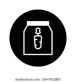 Minimalist pet food bag icon design featuring a prominent carrot symbol for healthy canine nutrition solutions