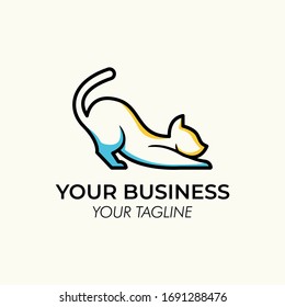 Minimalist Pet Shop Cat Yawning Logo
