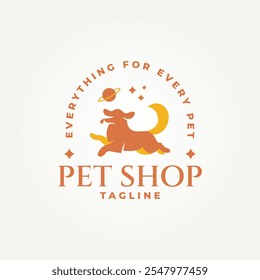 minimalist pet shop icon logo vector illustration design. simple modern dog playing ball logo concept