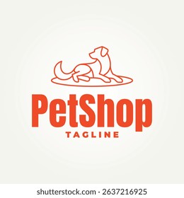 minimalist pet shop line art icon logo vector illustration design. simple modern pet shops, veterinary, and animals shelters logo concept