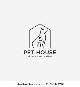 minimalist pet shop logo with simple continuous line style