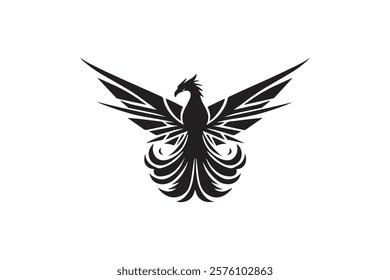 Minimalist Phoenix Bird Logo Design red