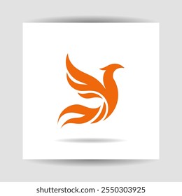 A minimalist phoenix bird logo, designed with clean lines and a vibrant orange hue. This logo is perfect for businesses looking for a modern and memorable symbol.