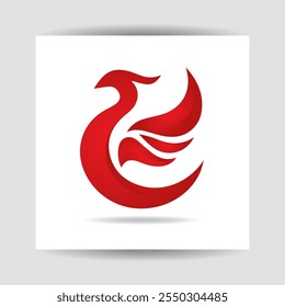 A minimalist phoenix bird logo, designed with clean lines and a vibrant red hue. This logo is perfect for businesses looking for a modern and memorable symbol of passion and renewal.