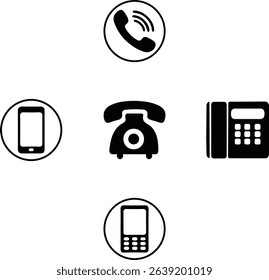 Minimalist phone icon vector design featuring a sleek handset silhouette, ideal for apps, contacts, or communication-related user interfaces.