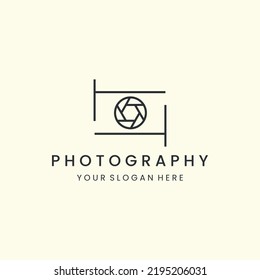 minimalist photography with line art style logo vector icon design. camera template illustration