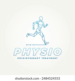 minimalist physiotherapy treatment with people running line art icon logo vector illustration design. simple modern physiotherapy clinic logo concept