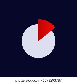Minimalist pie chart design with a small red segment and larger gray portion, representing one fourth.