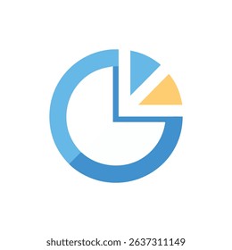 Minimalist pie chart icon for business or data visualization