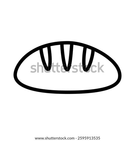 Minimalist piece of bread icon with a clean, modern design. Simple outline vector illustration, perfect for bakery graphics, restaurant branding, menu designs, and food concepts.